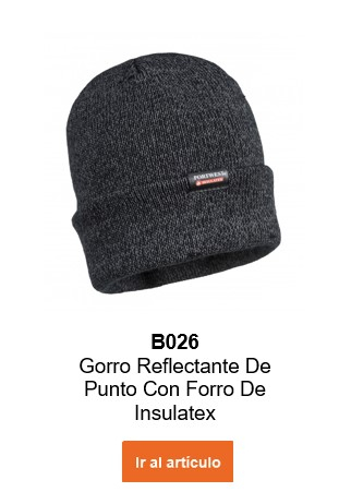 Con el gorro de punto reflectante B029 con forro Insulatex en color gris con enlace que lleva al artículo.