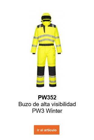 Imagen del mono de invierno de alta visibilidad PW3 PW352 en amarillo de alta visibilidad con un enlace que lleva a la página del artículo.