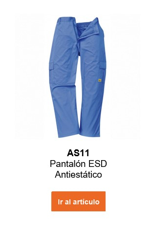 Imagen del pantalón antiestático ESD AS11 en color azul con enlace que lleva al artículo.