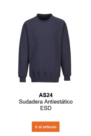 Imagen de la sudadera antiestática ESD AS24 en color negro con enlace que lleva al artículo.