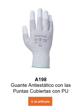 Imagen del guante antiestático de PU A198 en color gris con enlace que lleva al artículo.