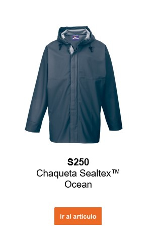 Imagen de la chaqueta impermeable Sealtex Ocean S250 en color azul con un enlace que lleva a la página del artículo.