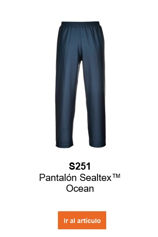 Imagen del pantalón impermeable Sealtex Ocean S251 en color azul con enlace que lleva a la página del artículo.