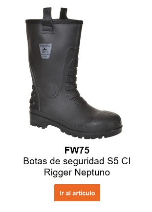 Imagen del zapato de seguridad S5 Neptune Rigger CI FW75 en color negro con un enlace que lleva a la página del artículo.