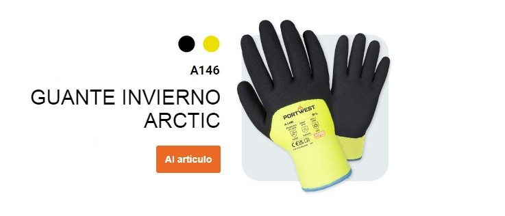 A146 Arctic Winter Glove en amarillo y negro con un botón que conduce a la página del artículo.