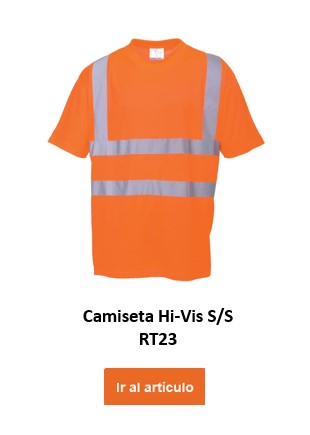 Imagen de la camiseta de alta visibilidad GO/RT RT23 en color naranja con enlace al artículo.