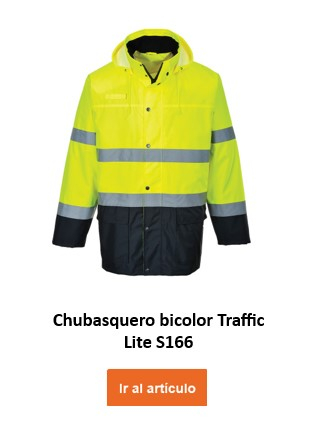 Imagen de la chaqueta de tráfico en contraste claro S166 en color amarillo con un enlace que lleva a la página del artículo.