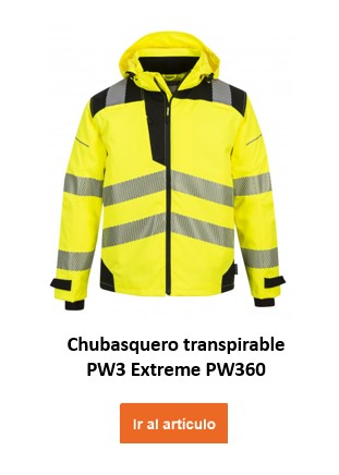 PW3 Chubasquero transpirable Extreme PW360 en color naranja con enlace al artículo.